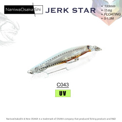 NANIWAOSAKASHI JERKSTAR 100MM 15.6G COLOR:C043 SAHTE BALIK - NANIWAOSAKASHI