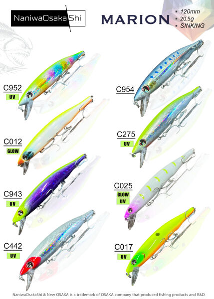 NANIWAOSAKASHI MARION 120MM 20,5GR SINKING C025 SAHTE BALIK - 2
