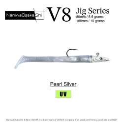 NANIWAOSAKASHI SERIES V8 JIG 10GR PEARL SILVER - NANIWAOSAKASHI