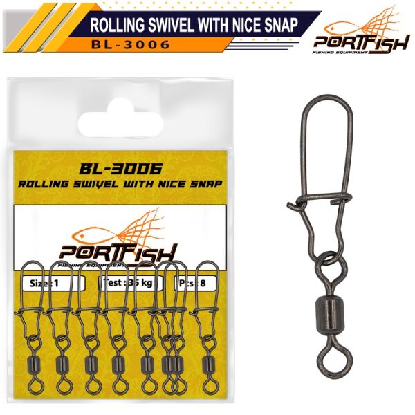 PORTFISH BL3006 No:3 Bilyalı Kilitli Klips10pcs - 1